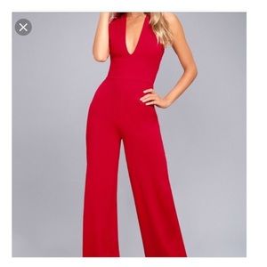 Lulu’s Cross Back Red Jumpsuit